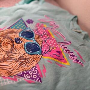 Simply Southern Light Teal T-shirt with Dog Design Size Medium